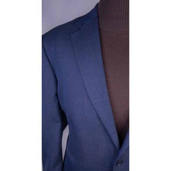 Joseph & Feiss Sport Coat Jacket Blazer Windowpane Poly Blend Sz 44XL Two Button - Picture 5 of 13
